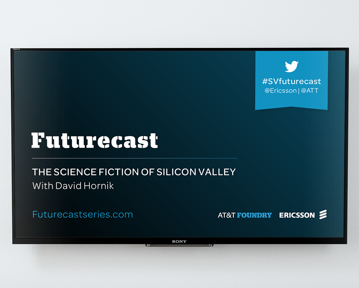 Futurecast new digital poster after rebranding UX mockup in TV